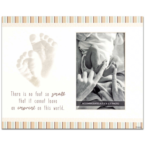 Baby Footprint Photo Mat With Inspirational Caption White Diomedes