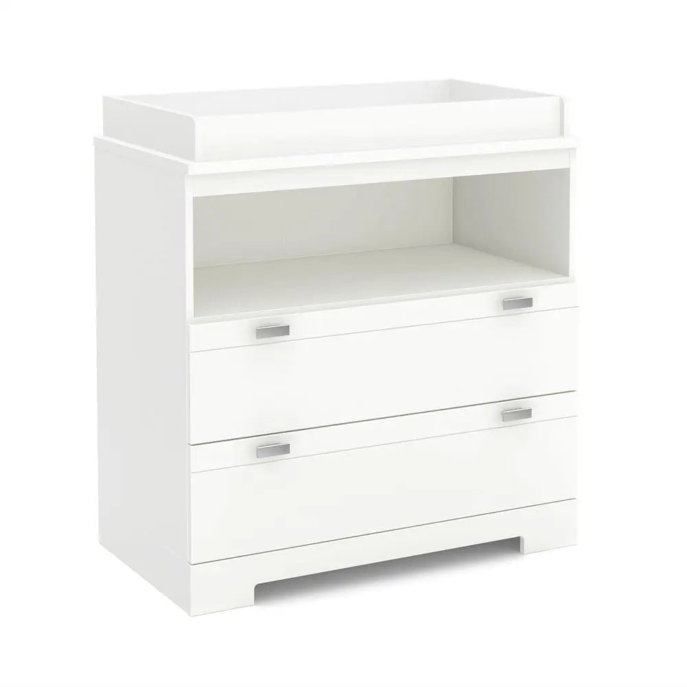 Modern Nursery 2 Drawer Storage Baby Changing Table in White Yellow Crius