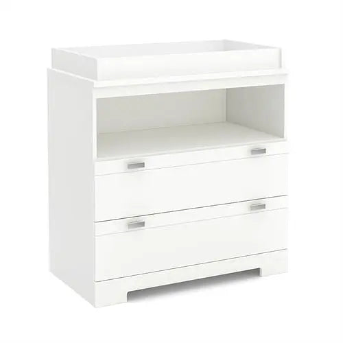 Modern Nursery 2 Drawer Storage Baby Changing Table in White Yellow Crius