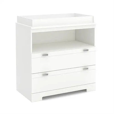 Modern Nursery 2 Drawer Storage Baby Changing Table in White Yellow Crius