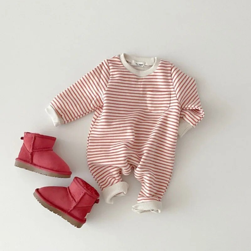 2023 Spring New Baby Striped Romper Boys Girls Simple Striped Casual AliExpress
