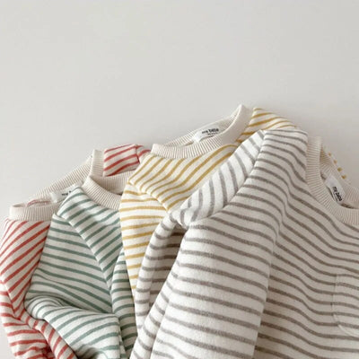 2023 Spring New Baby Striped Romper Boys Girls Simple Striped Casual AliExpress