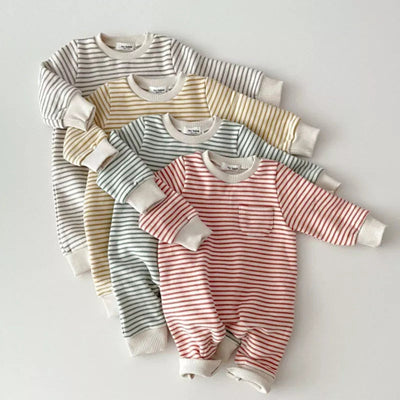 2023 Spring New Baby Striped Romper Boys Girls Simple Striped Casual AliExpress