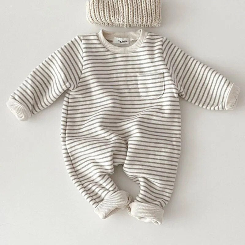 2023 Spring New Baby Striped Romper Boys Girls Simple Striped Casual AliExpress