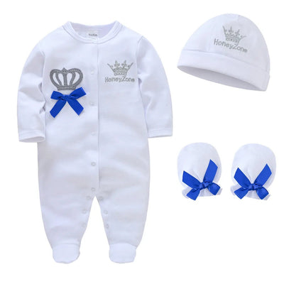 Newborn Baby Boys Romper Royal Crown Prince 100% Cotton Clothing Set AliExpress