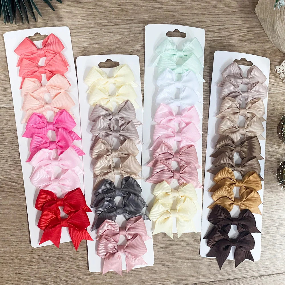 10Pcs/Set Handmade Kids Bows Hair Clips