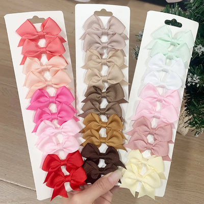 10Pcs/Set Handmade Kids Bows Hair Clips