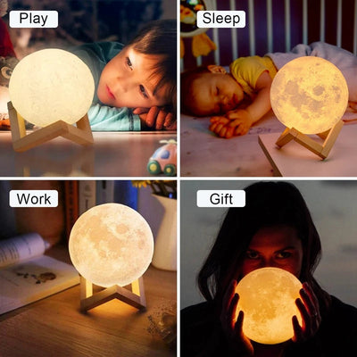 LED Night Light 3d Printing Moonlight 8 cm Bedroom Decoration AliExpress