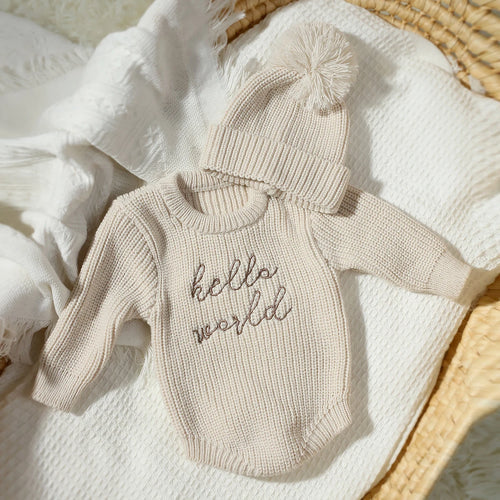 Ylsteed Hello World Knitting Newborn Photography Romper with Matching AliExpress