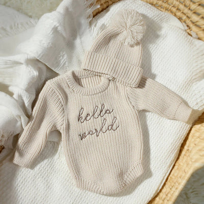 Ylsteed Hello World Knitting Newborn Photography Romper with Matching AliExpress