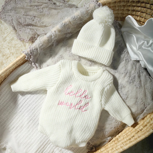 Ylsteed Hello World Knitting Newborn Photography Romper with Matching AliExpress