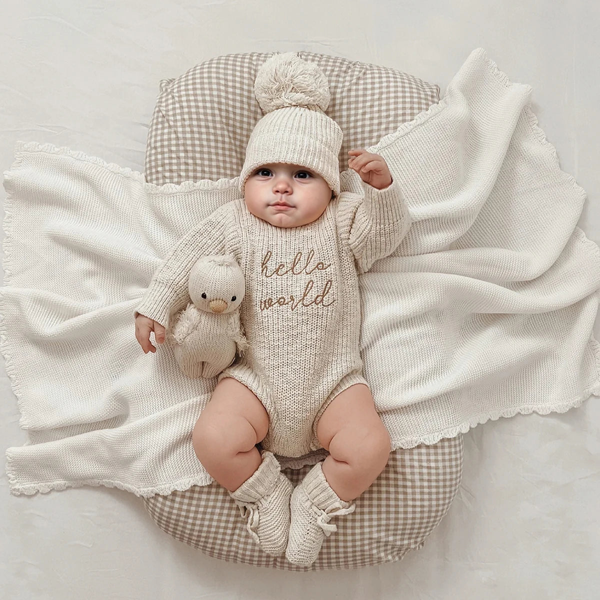 Ylsteed Hello World Knitting Newborn Photography Romper with Matching AliExpress