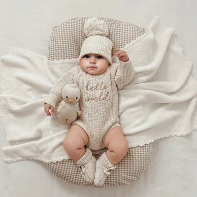 Ylsteed Hello World Knitting Newborn Photography Romper with Matching AliExpress