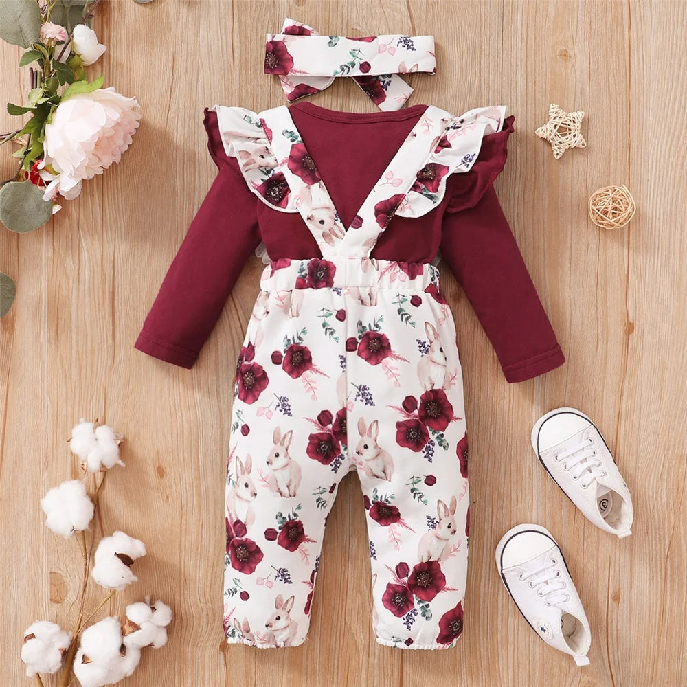 0-18Months Baby Girl Clothes Set Red Color Long Sleevs Bodysuit + AliExpress