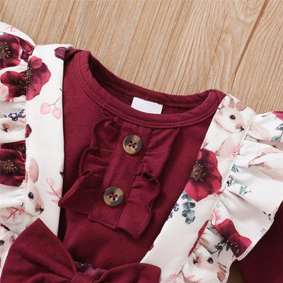 0-18Months Baby Girl Clothes Set Red Color Long Sleevs Bodysuit + AliExpress