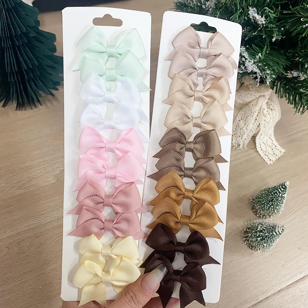 10Pcs/Set Handmade Kids Bows Hair Clips