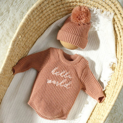Ylsteed Hello World Knitting Newborn Photography Romper with Matching AliExpress
