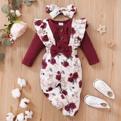 0-18Months Baby Girl Clothes Set Red Color Long Sleevs Bodysuit + AliExpress