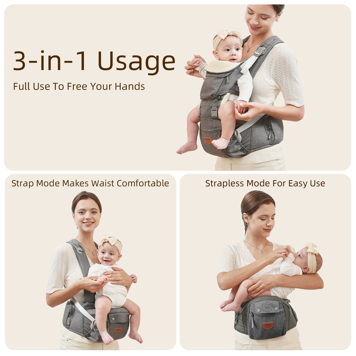 Ergonomic 3-in-1 Baby Carrier and Hipseat Maroon Chronos