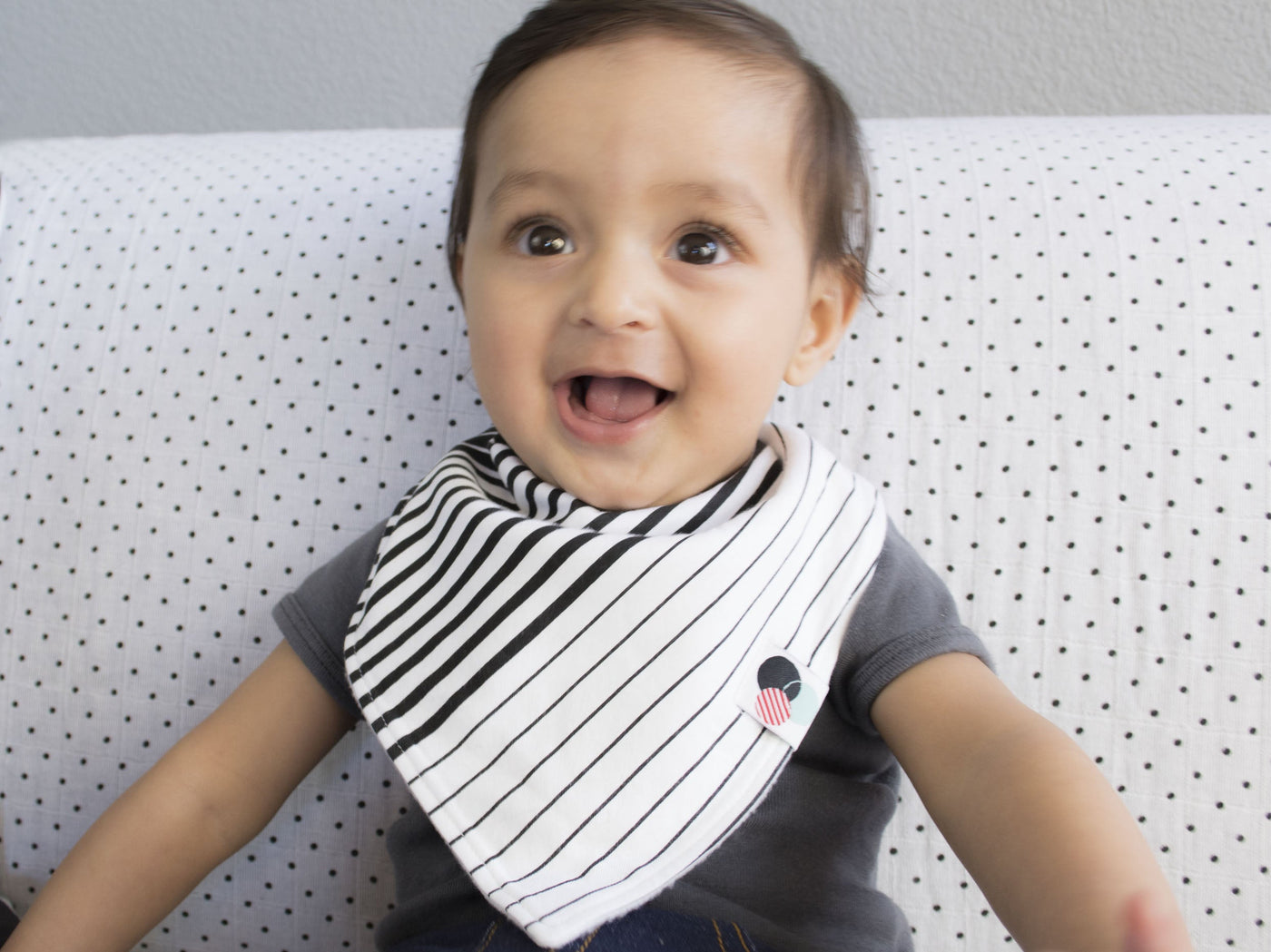 BLACK + WHITE STRIPED | Premium Plus Baby Bandana Bib (organic cotton) Violet Nyx