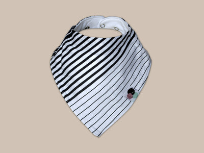 BLACK + WHITE STRIPED | Premium Plus Baby Bandana Bib (organic cotton) Violet Nyx