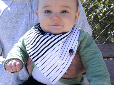 BLACK + WHITE STRIPED | Premium Plus Baby Bandana Bib (organic cotton) Violet Nyx