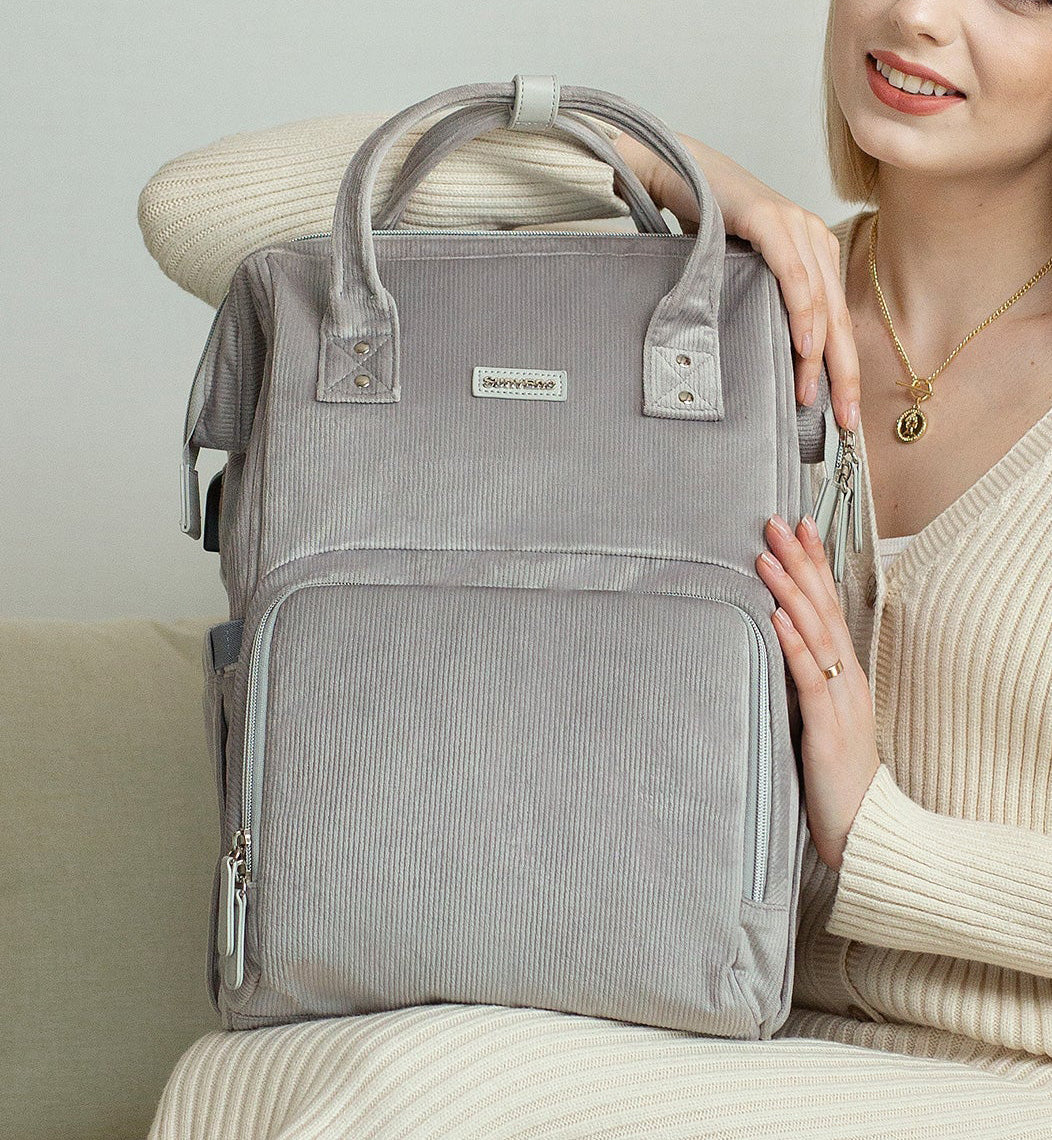 Corduroy Diaper Backpack Maroon Chronos