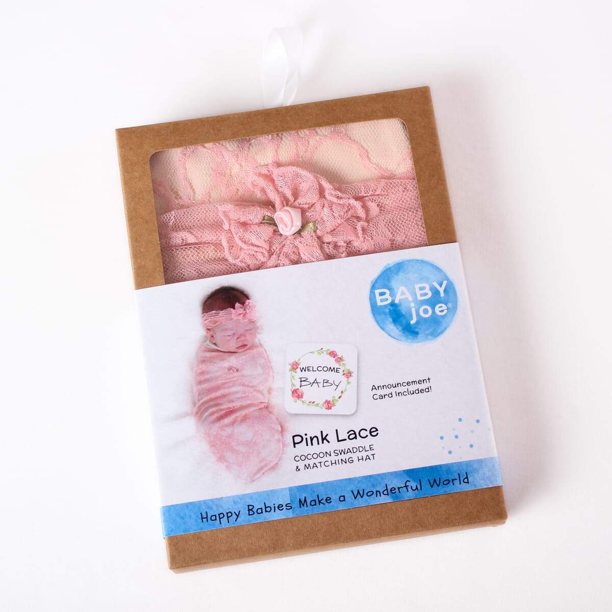 Pink Lace Cocoon Swaddle and Headband Plum Millie