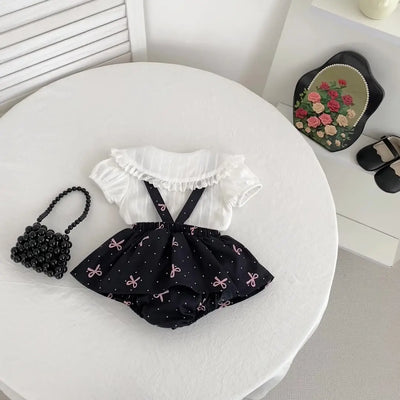 Summer Hot Selling Baby Kids Girls Sleeveless Dots Pattern Strap Chocolate Lily