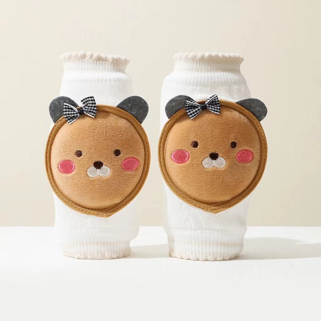 Baby 3D Cartoon Patched Pattern Mesh Breathable Design Anti-Fall Knee Chocolate Lily