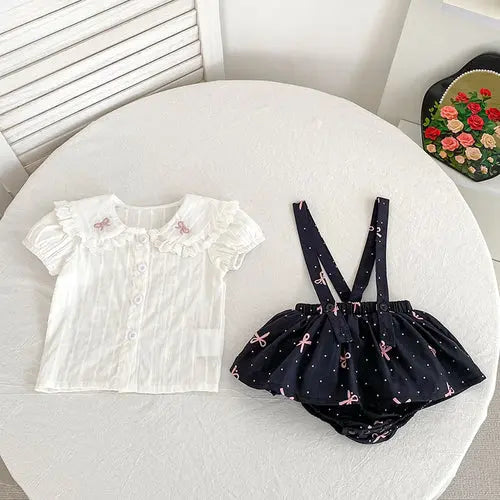 Summer Hot Selling Baby Kids Girls Sleeveless Dots Pattern Strap Chocolate Lily