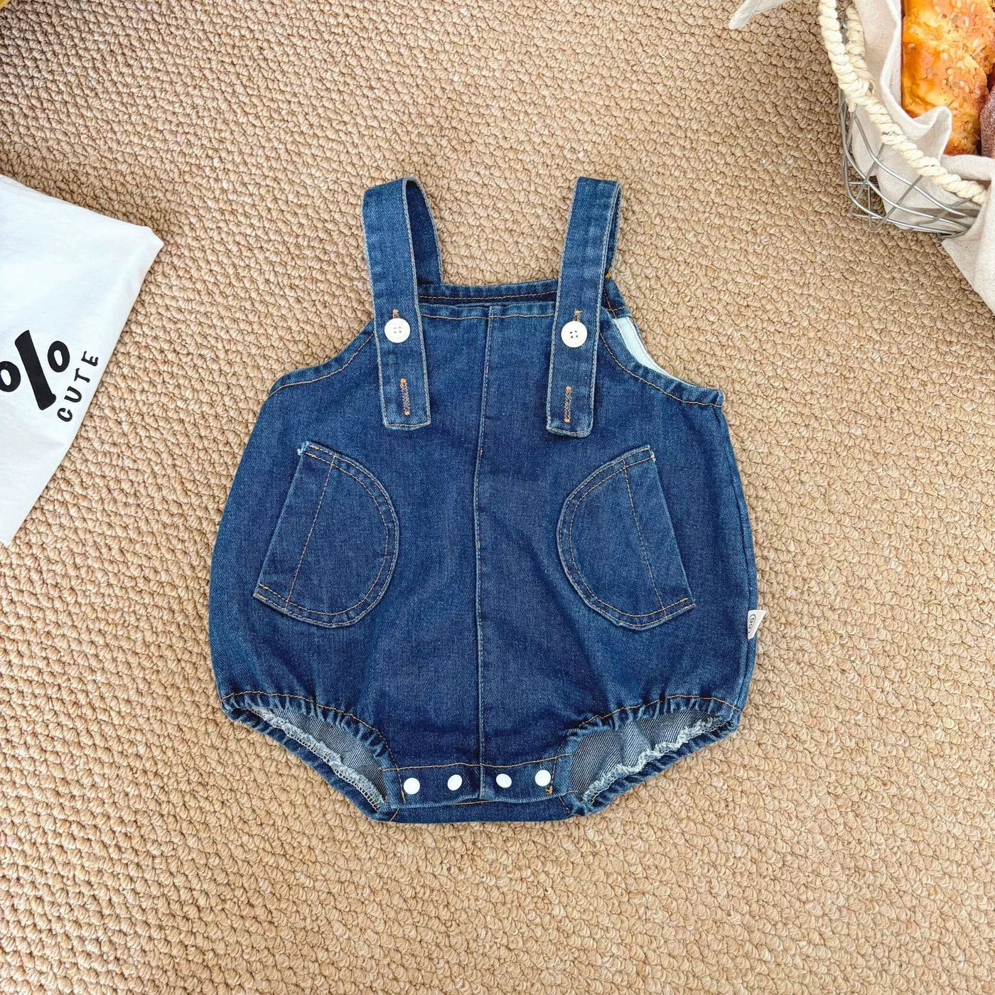 Summer Hot Selling Baby Kids Unisex Sleeveless Denim Blue Strap Chocolate Lily