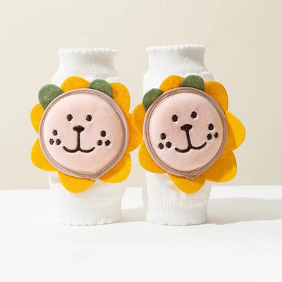 Baby 3D Cartoon Patched Pattern Mesh Breathable Design Anti-Fall Knee Chocolate Lily