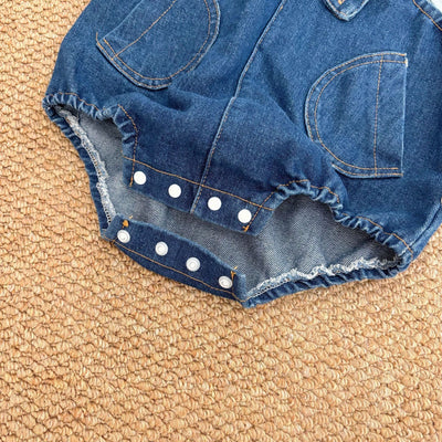 Summer Hot Selling Baby Kids Unisex Sleeveless Denim Blue Strap Chocolate Lily