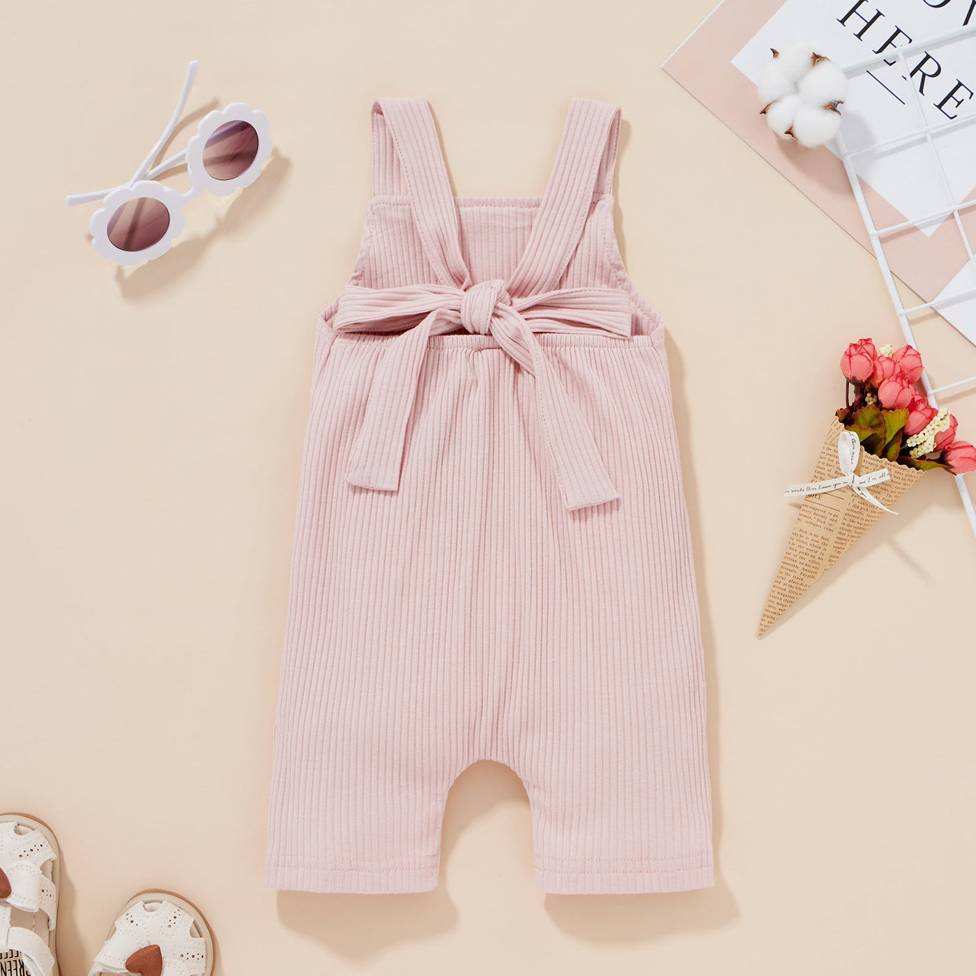Baby Ribbed Knitted Graphic Rainbow Embroidered Pattern Sleeveless Chocolate Lily