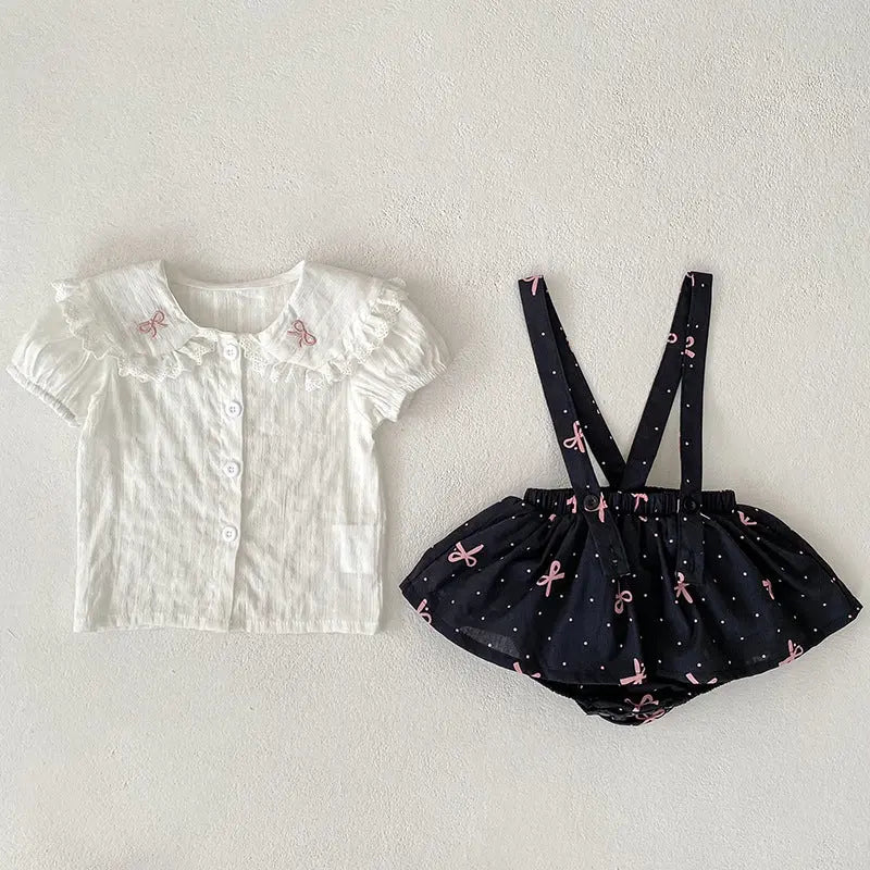 Summer Hot Selling Baby Kids Girls Sleeveless Dots Pattern Strap Chocolate Lily