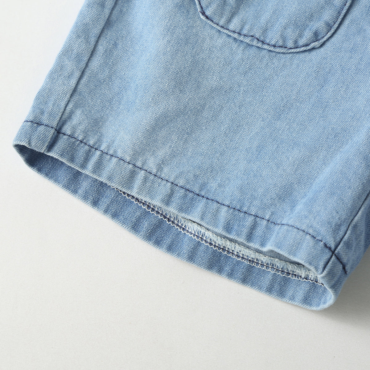 Baby Solid Color Butoon Front Denim Shirt Combo Shorts Sets In Summer Chocolate Lily