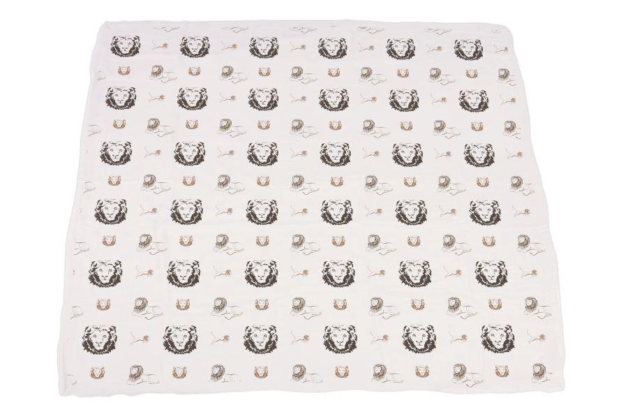 Hear Me Roar Lions, Rhinos, and Elephants Bamboo Newcastle Blanket Lavender Charlie
