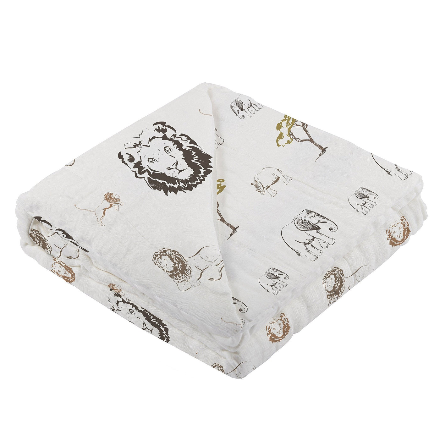 Hear Me Roar Lions, Rhinos, and Elephants Bamboo Newcastle Blanket Lavender Charlie