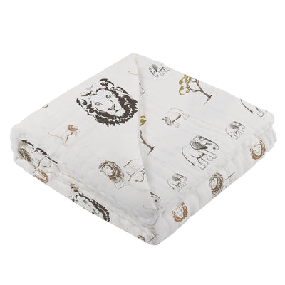 Hear Me Roar Lions, Rhinos, and Elephants Bamboo Newcastle Blanket Lavender Charlie