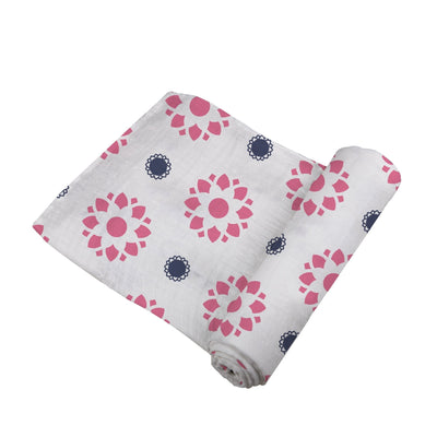 Primrose Indigo Cotton Muslin Swaddle Lavender Charlie