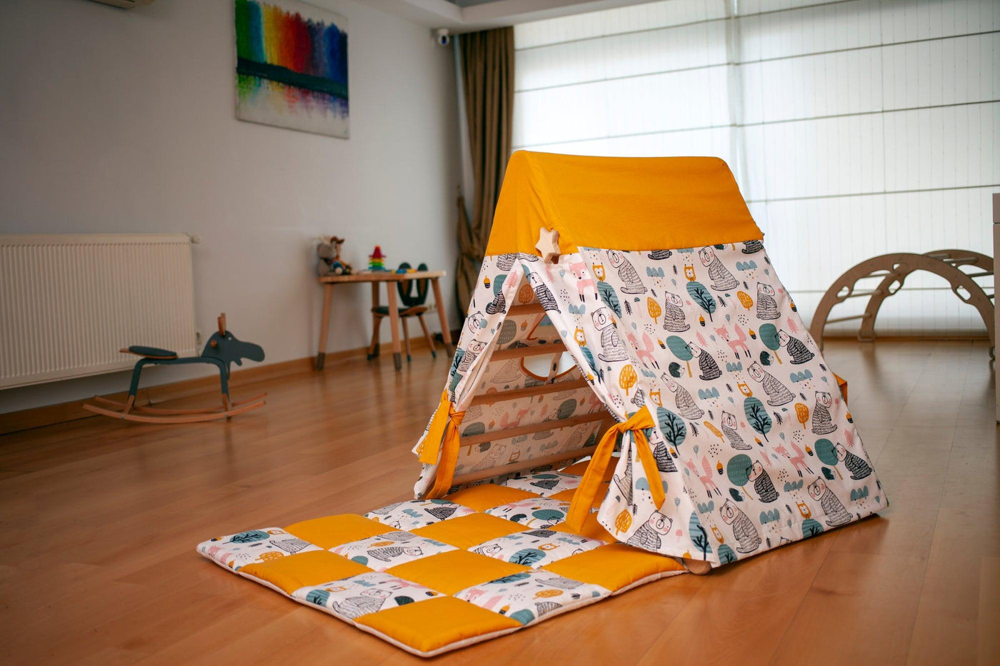 Climbing Triangle with Tent Cover, Mat, Ramp Red Oceanus